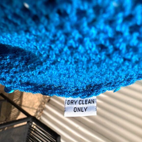 VTG 1980s St. John Sky Blu Round Metallic Paillettes Belted LS Wrap Sweater SZ M - Picture 6 of 13